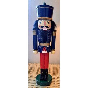Unbranded 15" Multicolor Wooden Nutcracker Blue Coat & Hat Red Pants